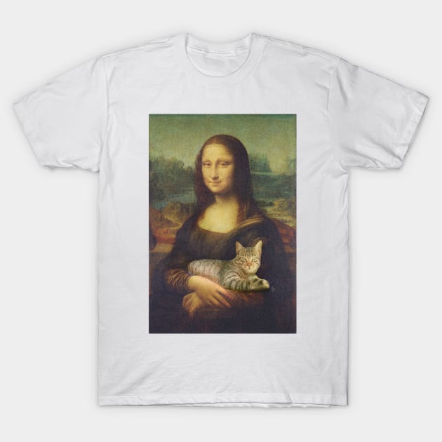 Mona Lisa with a cat T-Shirt by EmeraldWasp